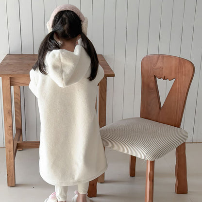 Simple Hooded Plush Zip-Up Child Robe - image 6