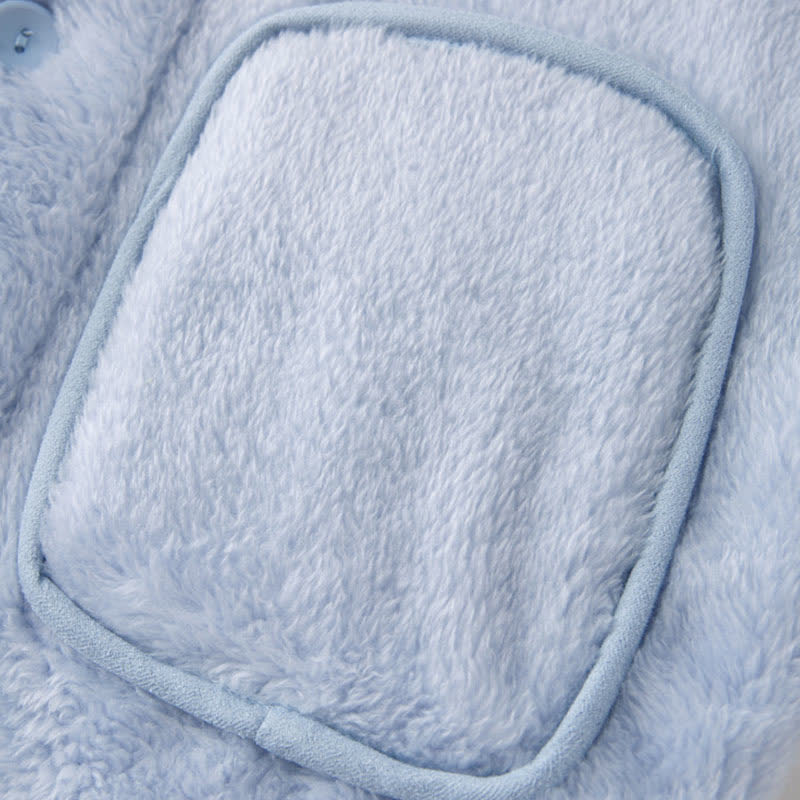 Solid Button Child Plush Loungewear Set - image 2