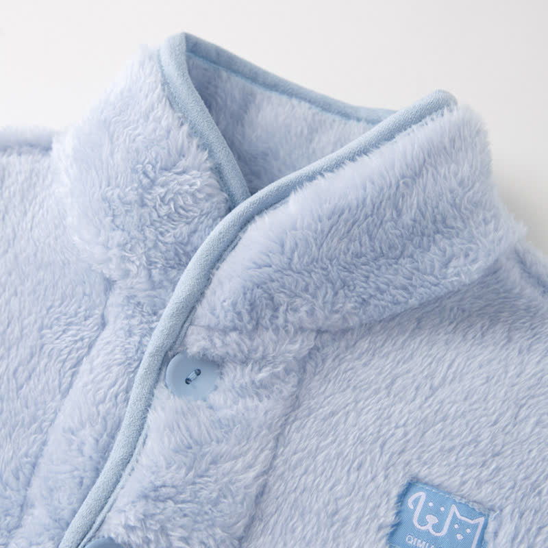 Solid Button Child Plush Loungewear Set - image 1