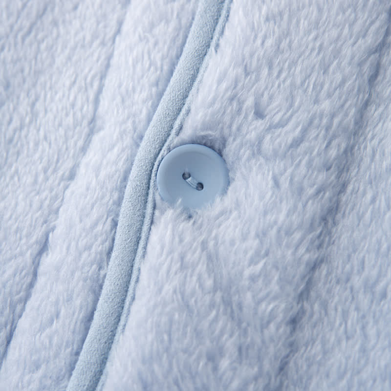 Solid Button Child Plush Loungewear Set - image 3