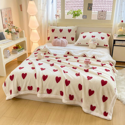 Heart Pattern Plush Fleece Throw Blanket - image 2