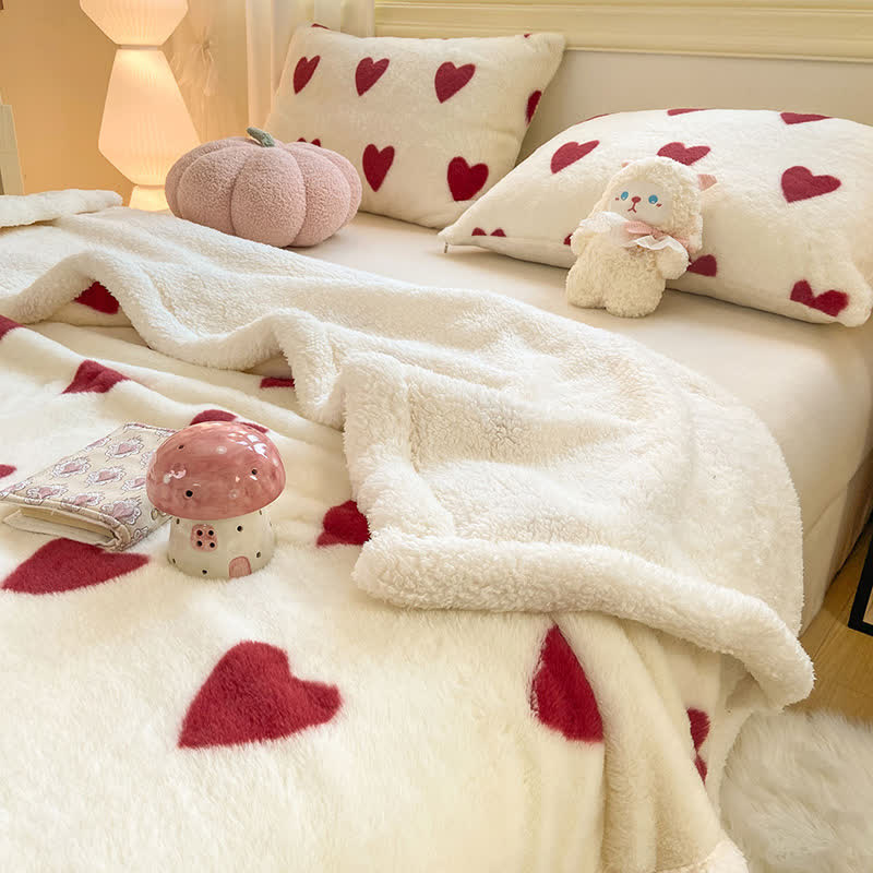 Heart Pattern Plush Fleece Throw Blanket - image 4