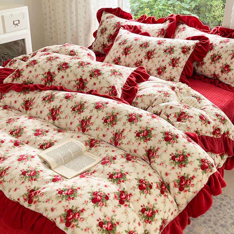 Romantic Vintage Rose Floral Velvet Bedding - image 4