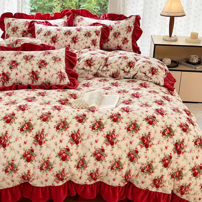 Romantic Vintage Rose Floral Velvet Bedding - image 2