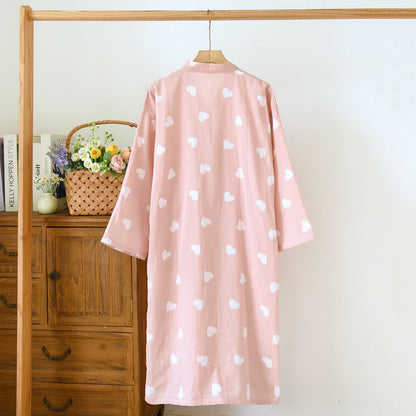 Heart Cotton Gauze Kimono Bathrobe - image 3