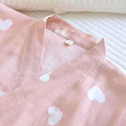 Heart Cotton Gauze Kimono Bathrobe - image 4