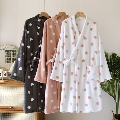 Couples Matching Heart Plush Kimono Robe - image 1
