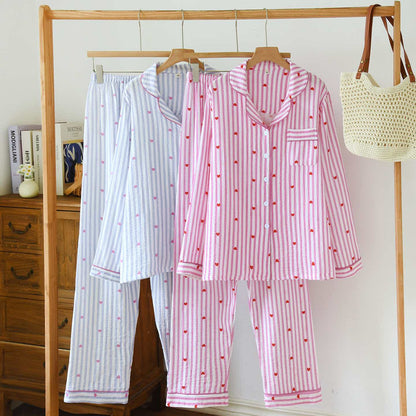Stripe Heart Cotton Gauze Pajama Set - image 0