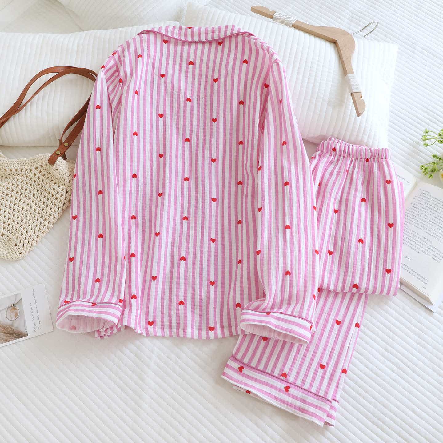 Stripe Heart Cotton Gauze Pajama Set - image 6