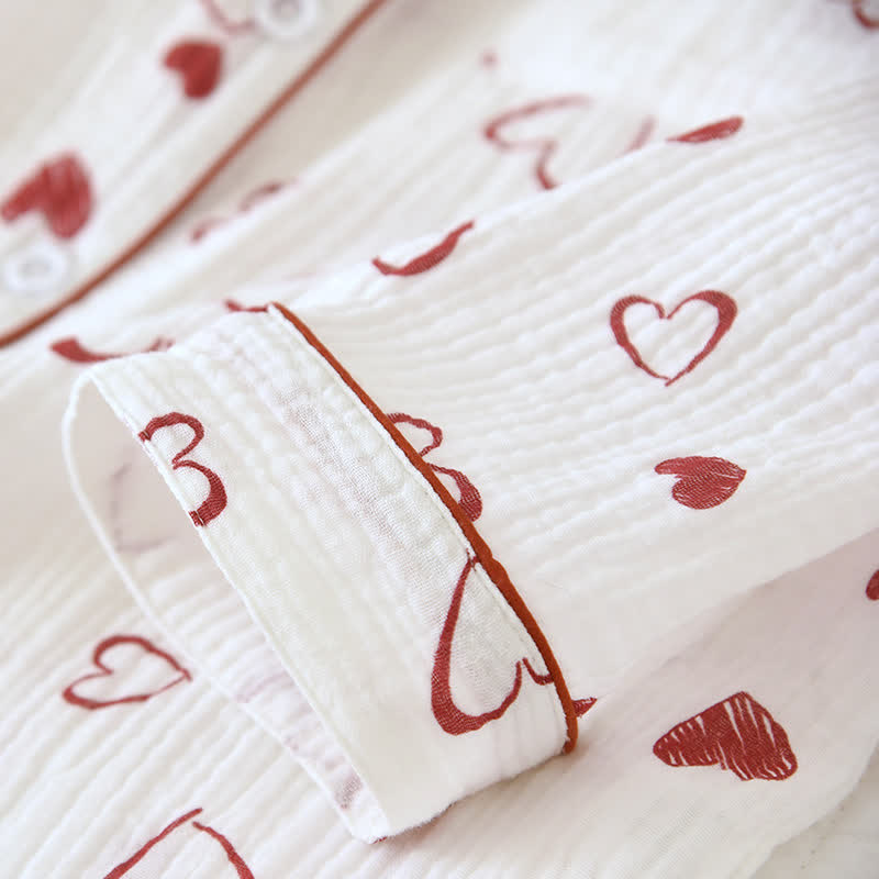 Heart Doodle Cotton Gauze Pajama Set - image 8