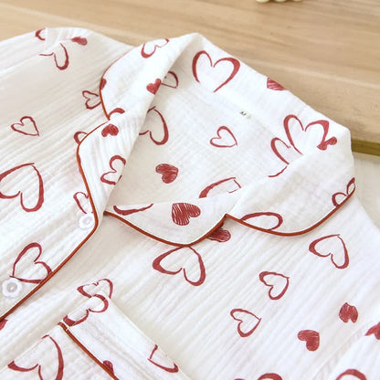 Heart Doodle Cotton Gauze Pajama Set - image 4