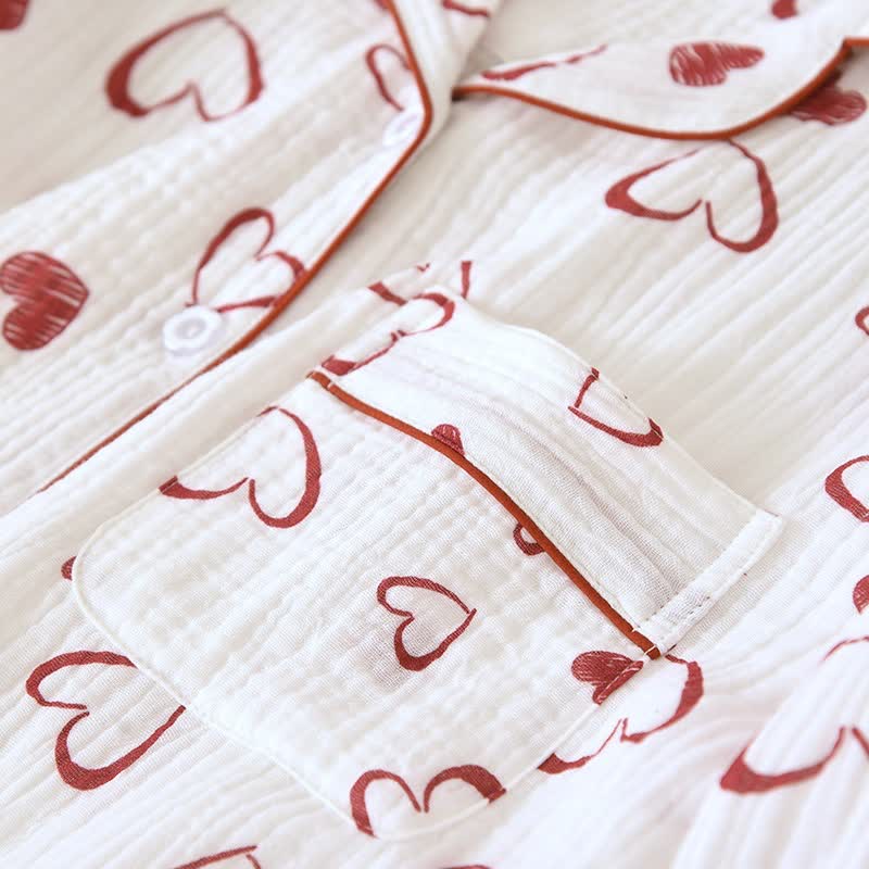 Heart Doodle Cotton Gauze Pajama Set - image 6
