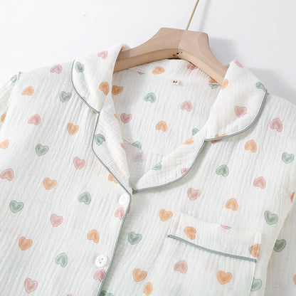 Colorful Heart Cotton Gauze Pajama Set - image 2