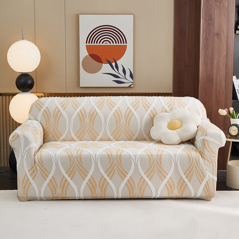 Jacquard Elastic Non-Slip Couch Slipcover - Yellow - All-inclusive - 4-Seater 92" - 118" - image 14