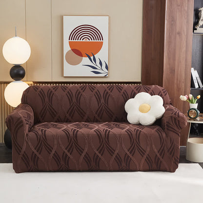 Jacquard Elastic Non-Slip Couch Slipcover - Brown - All-inclusive - 4-Seater 92" - 118" - image 12