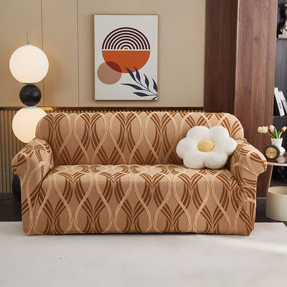 Jacquard Elastic Non-Slip Couch Slipcover - Coffee - All-inclusive - 4-Seater 92" - 118" - image 16