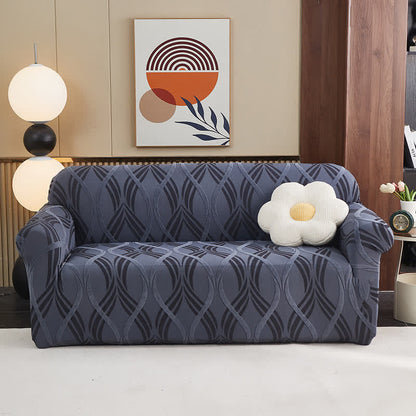 Jacquard Elastic Non-Slip Couch Slipcover - Gray Blue - All-inclusive - 4-Seater 92" - 118" - image 0