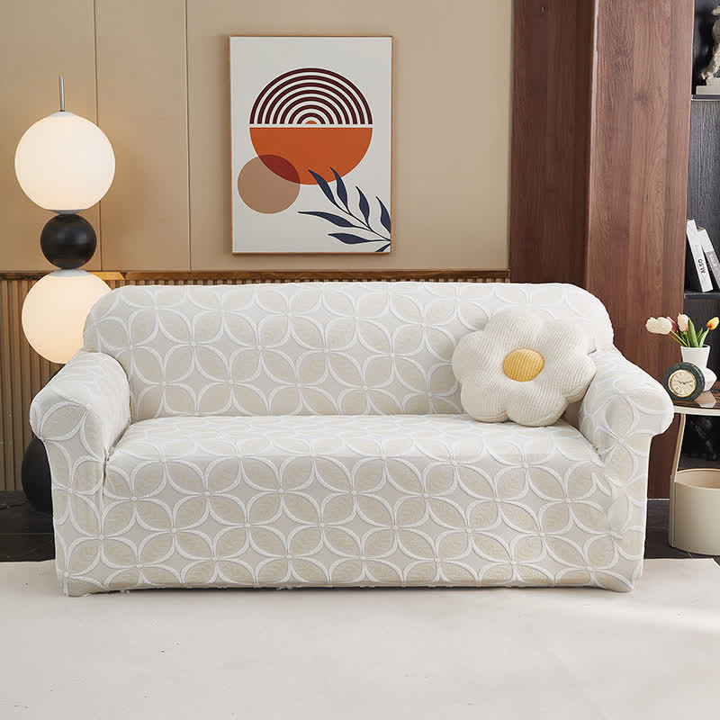 High-Stretch 3D Jacquard Couch Slipcover - Beige - All-inclusive - 4-Seater 92" - 118" - image 15