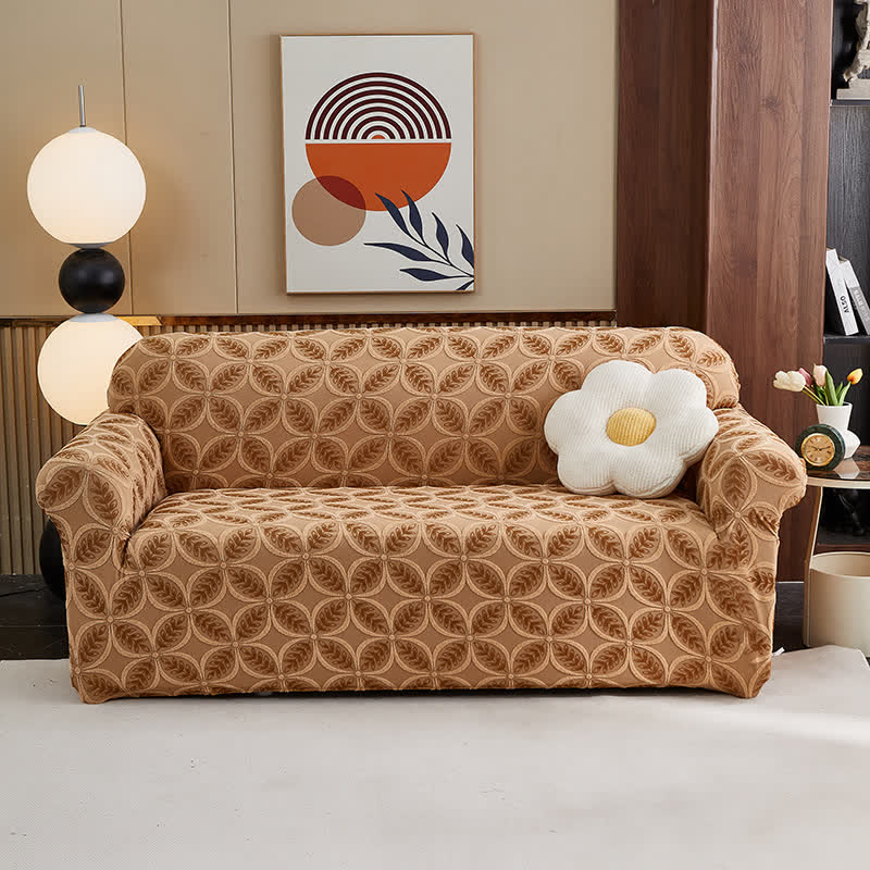 High-Stretch 3D Jacquard Couch Slipcover - Coffee - All-inclusive - 4-Seater 92" - 118" - image 2