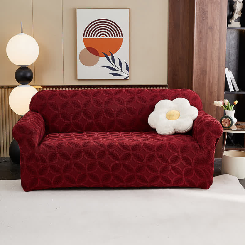 High-Stretch 3D Jacquard Couch Slipcover - Wine - All-inclusive - 4-Seater 92" - 118" - image 0