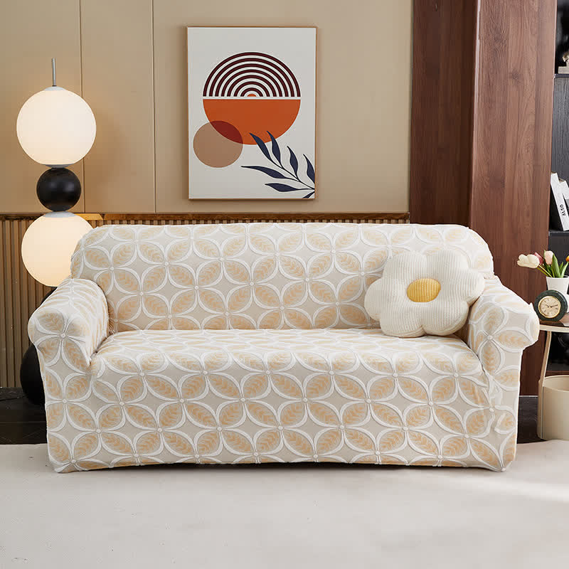 High-Stretch 3D Jacquard Couch Slipcover - Yellow - All-inclusive - 4-Seater 92" - 118" - image 13