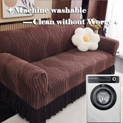 3D Jacquard Thickened Sofa Cover with Ruffled Skirt - image 2