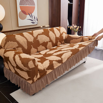 Jacquard Leaf Elastic Full-Wrap Slipcover - image 1