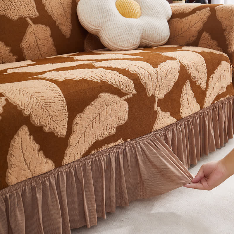 Jacquard Leaf Elastic Full-Wrap Slipcover - image 3