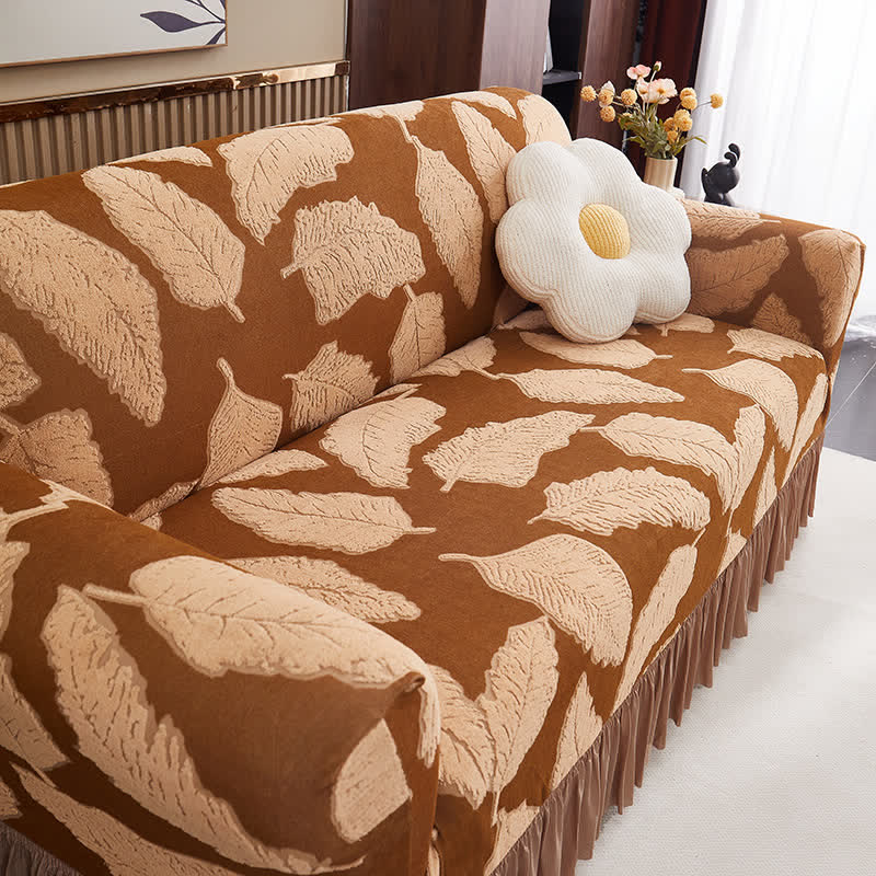 Jacquard Leaf Elastic Full-Wrap Slipcover - image 2