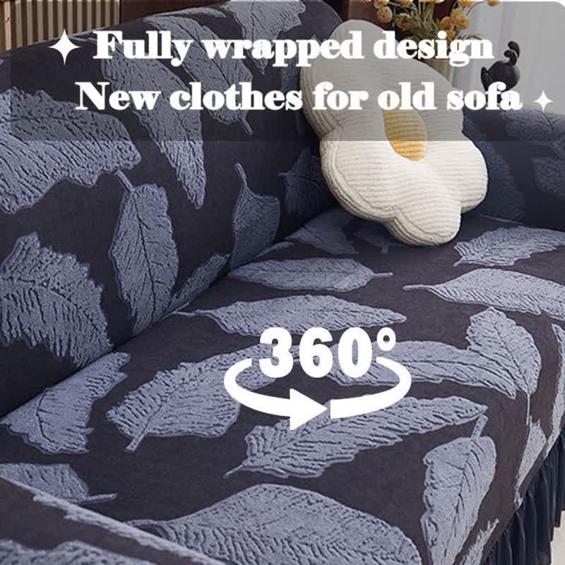 Jacquard Leaf Elastic Full-Wrap Slipcover - image 10