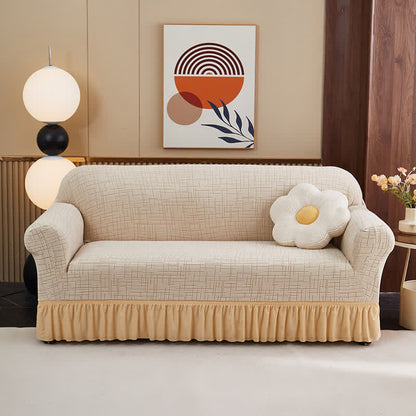 Elastic Full-Wrap Universal Fit Slipcover - Beige -  4-Seater 92" - 118" - image 10