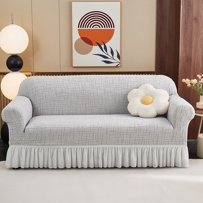 Elastic Full-Wrap Universal Fit Slipcover - Light Gray -  4-Seater 92" - 118" - image 0