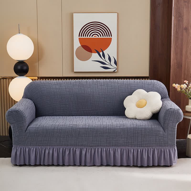 Elastic Full-Wrap Universal Fit Slipcover - Gray Blue -  4-Seater 92" - 118" - image 7