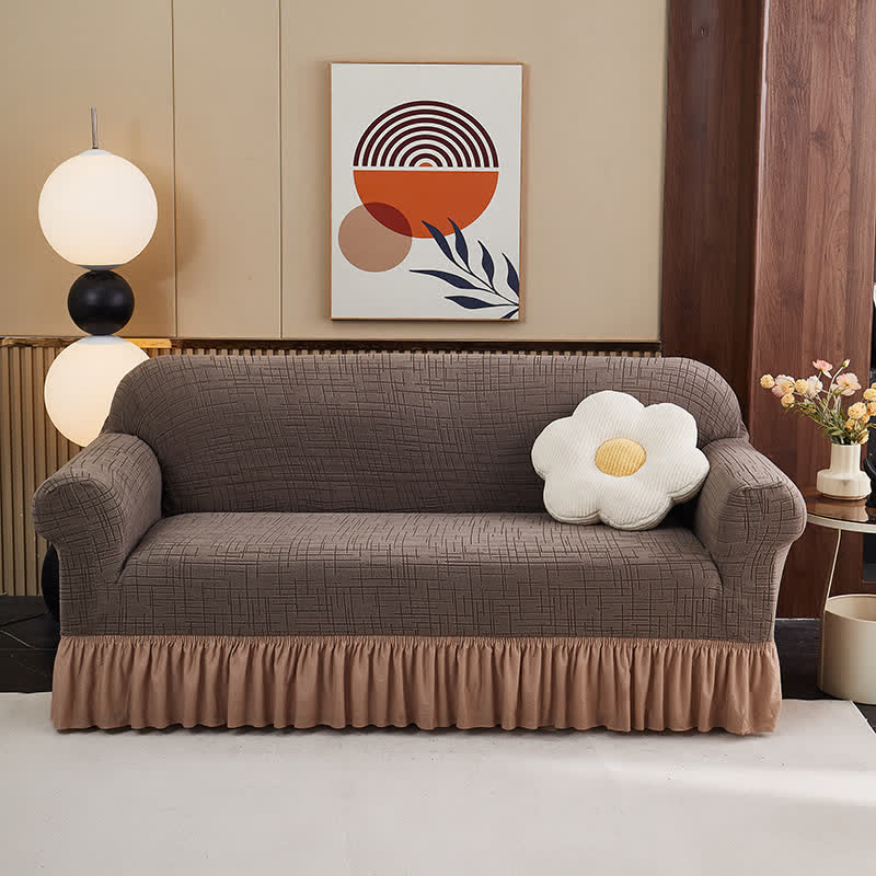 Elastic Full-Wrap Universal Fit Slipcover - Coffee -  4-Seater 92" - 118" - image 9