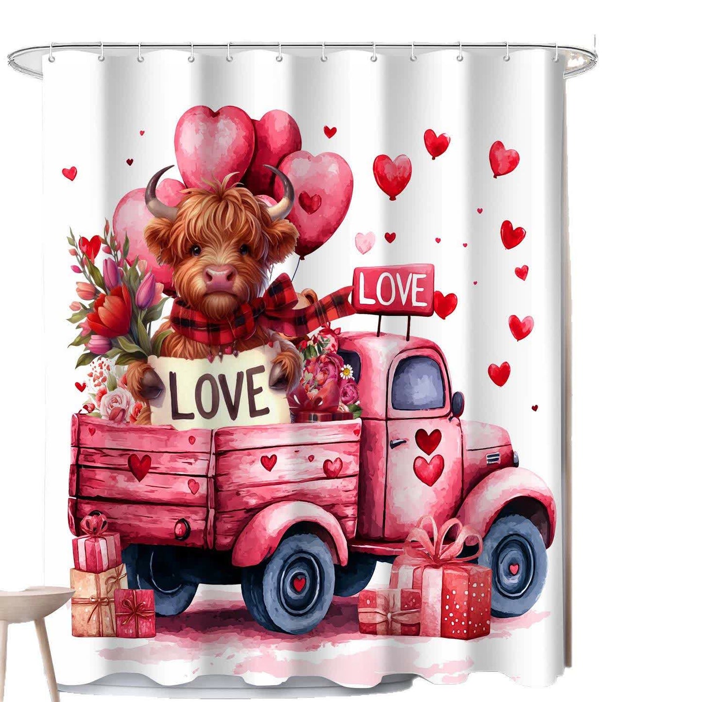 Heart & Cow Print Shower Curtain - image 1