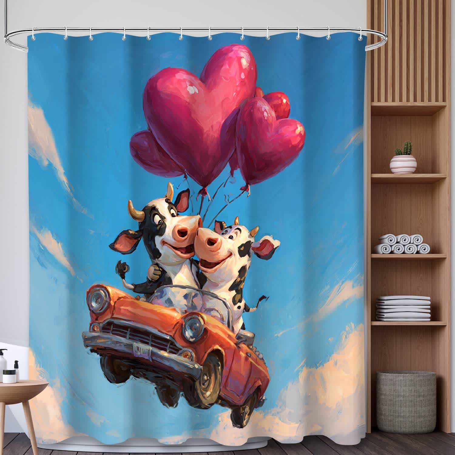 Heart & Cow Print Shower Curtain - D - 71"W x 79"L - image 4