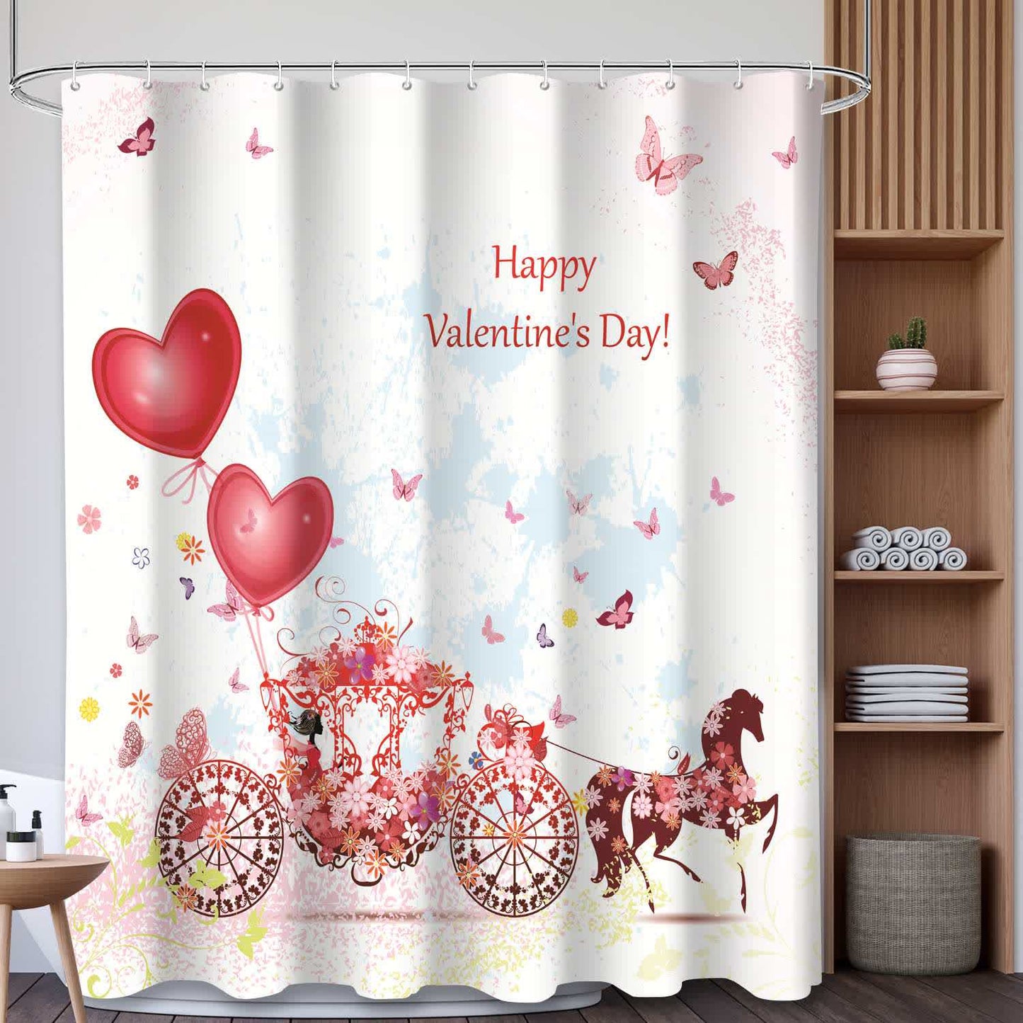 Heart & Cow Print Shower Curtain - C - 71"W x 79"L - image 3