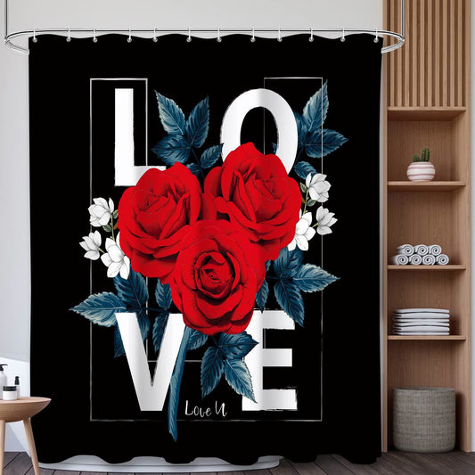 LOVE Letter Print Shower Curtain - A - 71"W x 79"L - image 0