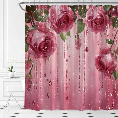 Romantic Rose Print Shower Curtain - image 1