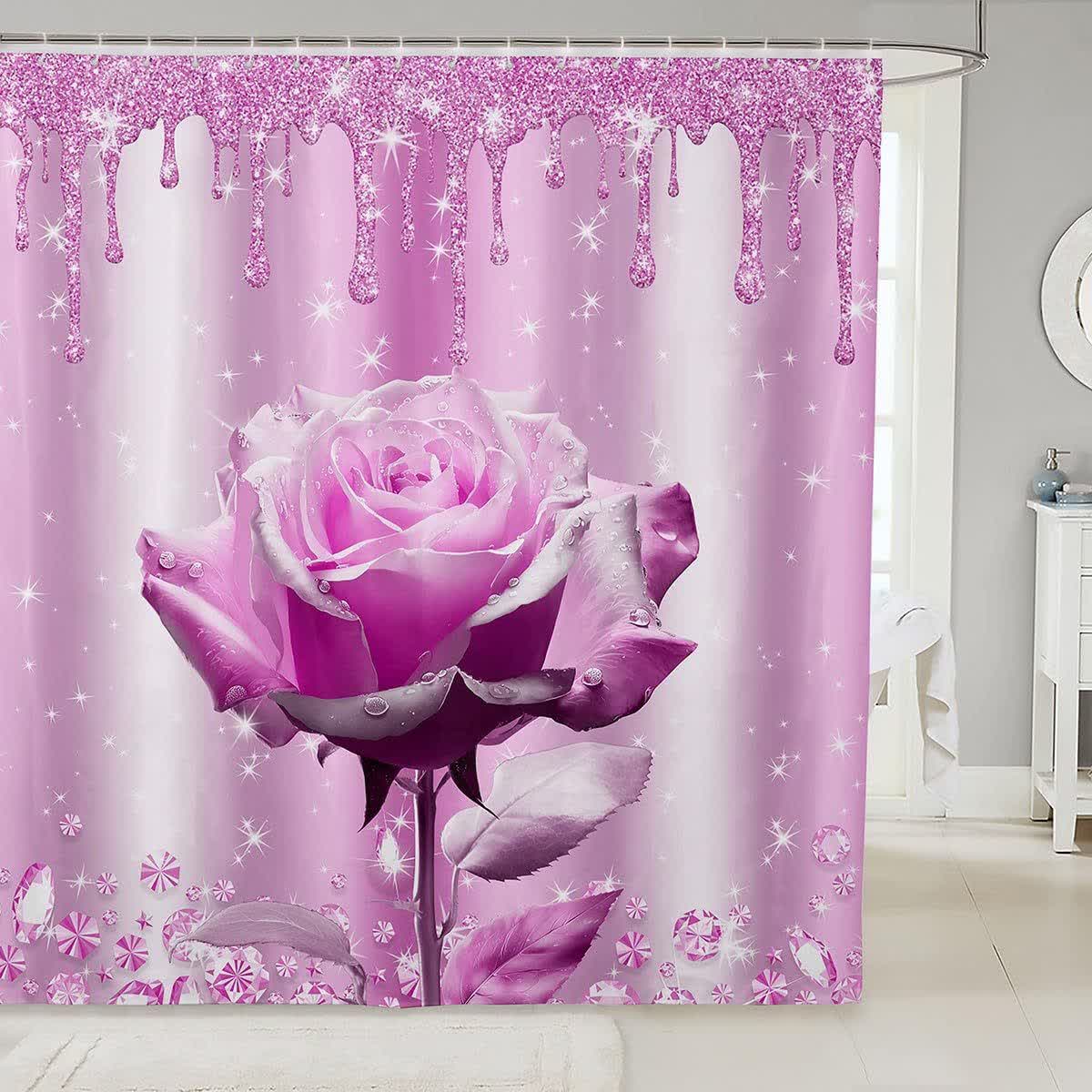 Romantic Rose Print Shower Curtain - D - 118"W x 71"L - image 6
