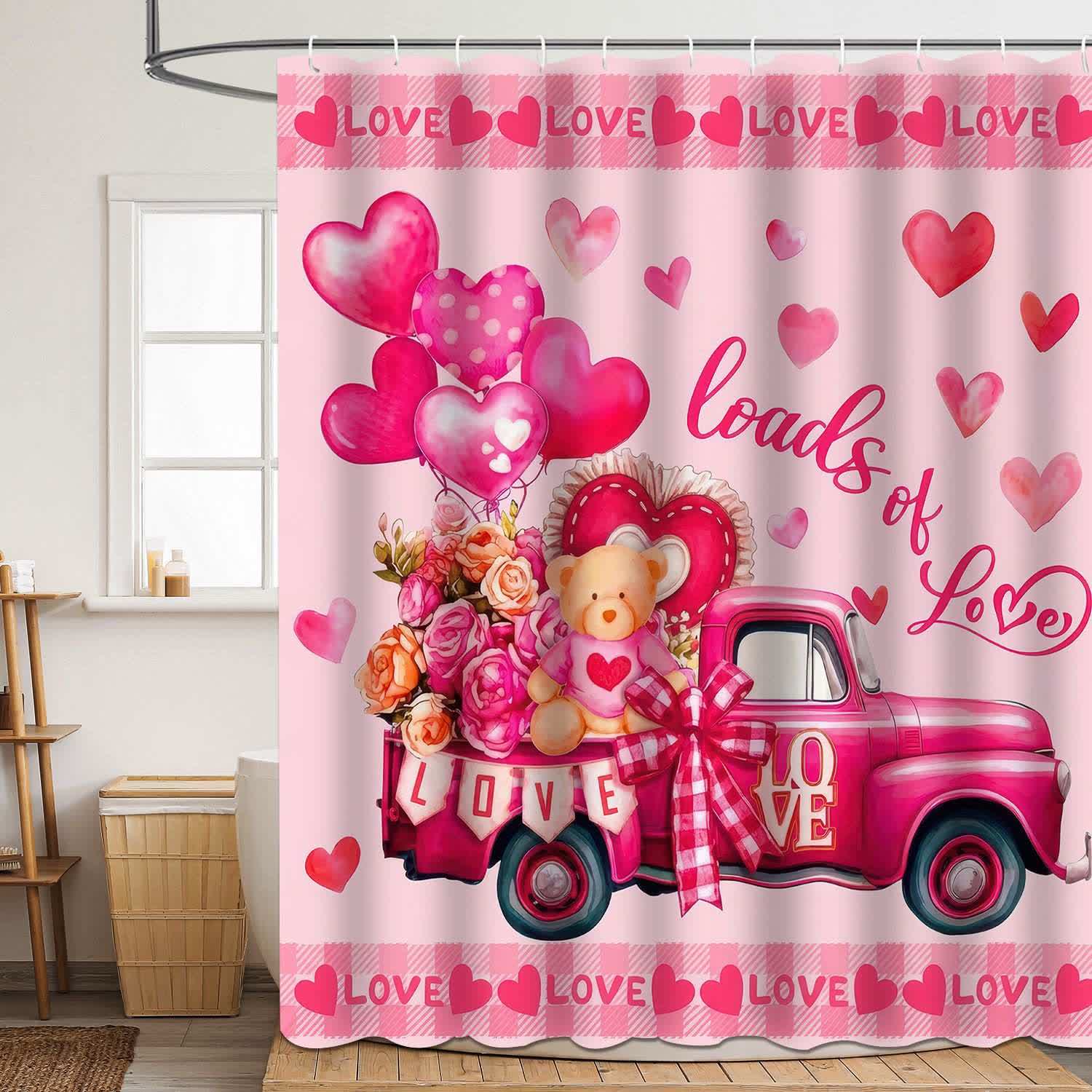 Valentine's Day Romantic Print Shower Curtain - E - 71"W x 79"L - image 4