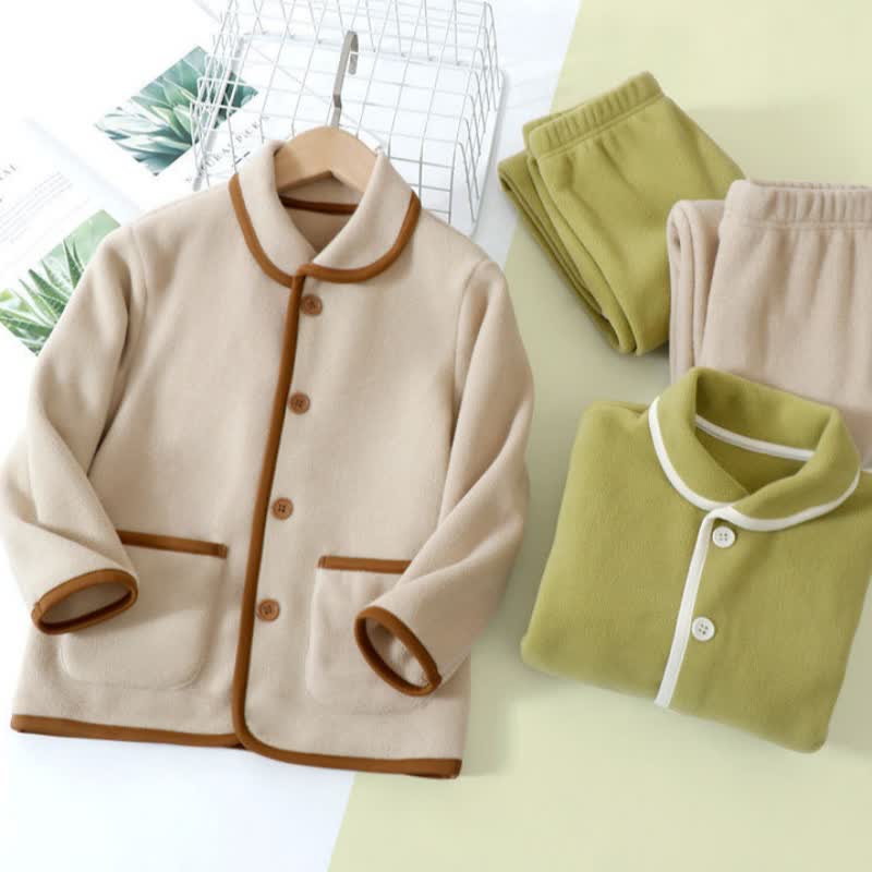 Solid Warm Plush Child Pajama Set - image 1