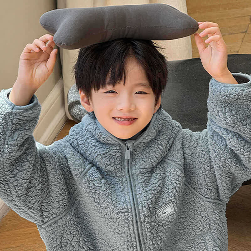 Solid Zip-up Hooded Child Loungewear Set - image 5