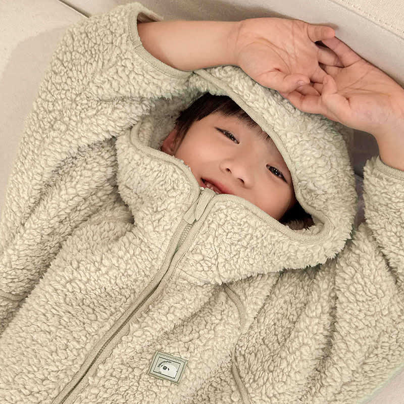 Solid Zip-up Hooded Child Loungewear Set - image 12