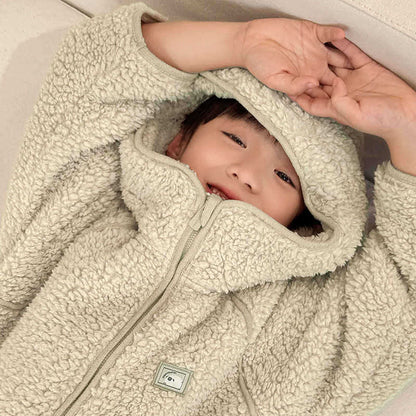 Solid Zip-up Hooded Child Loungewear Set - image 12