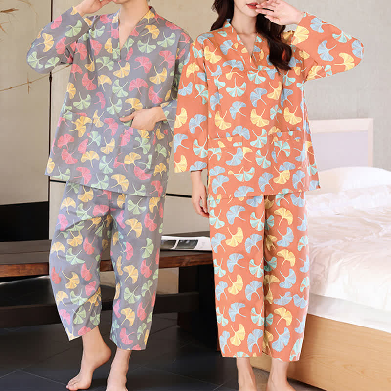 Ginkgo Leaf Cotton Sauna & Loungewear Set - image 0