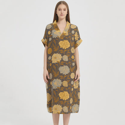 Vintage Peony Jacquard V-Neck Nightgown - image 1