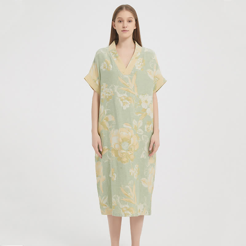 Jacquard Double-Layer Gauze Floral Nightgown - image 5