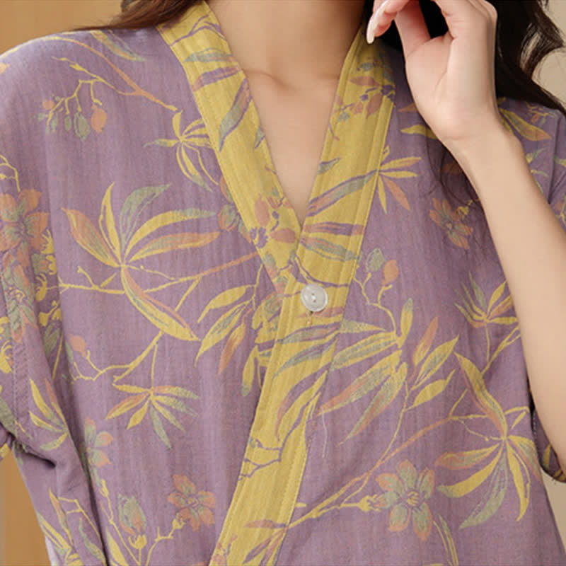 Quick-Dry Cotton Gauze Kimono Pajamas Set - image 7