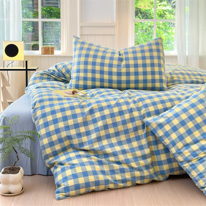 Checkered Pattern Pure Cotton Bedding Set - image 2
